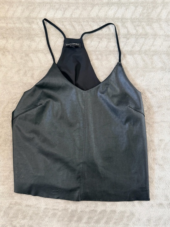 Banana Republic Tops - Banana Republic Black Leather Cami Tank Top Size 4 Fairy Grunge Ren Fest Minimal